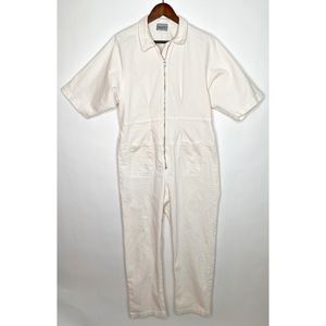 Rachel Comey Jumpsuit Drill Cream White Short Sleeve Utility Workwear Size 10